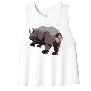 Ace Rhino Funny Women's Racerback Cropped Tank