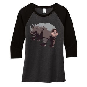 Ace Rhino Funny Women's Tri-Blend 3/4-Sleeve Raglan Shirt