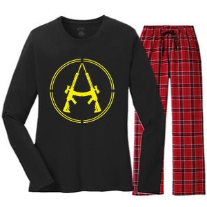 Anarchist Rifles Guns Libertarian Ancap Anarcho Capitalist Women's Long Sleeve Flannel Pajama Set 