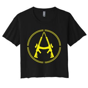 Anarchist Rifles Guns Libertarian Ancap Anarcho Capitalist Women's Crop Top Tee