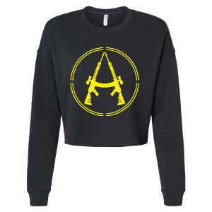 Anarchist Rifles Guns Libertarian Ancap Anarcho Capitalist Cropped Pullover Crew