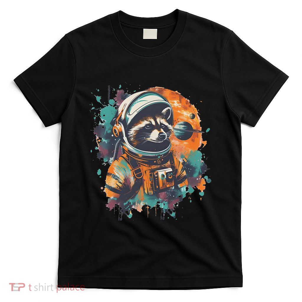 Astronaut Raccoon Graphic Retro Cosmic Racoon In Space T-Shirt
