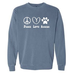 Animal Rescue Gifts Men Women Kids Peace Love Adopt Dog Cat Garment-Dyed Sweatshirt