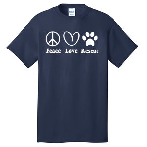 Animal Rescue Gifts Men Women Kids Peace Love Adopt Dog Cat Tall T-Shirt