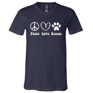 Animal Rescue Gifts Men Women Kids Peace Love Adopt Dog Cat V-Neck T-Shirt