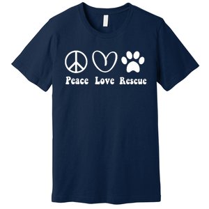 Animal Rescue Gifts Men Women Kids Peace Love Adopt Dog Cat Premium T-Shirt