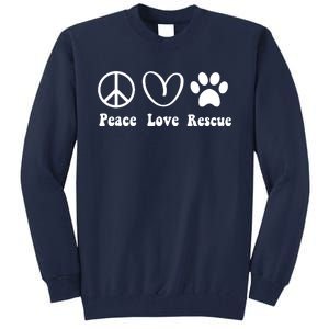 Animal Rescue Gifts Men Women Kids Peace Love Adopt Dog Cat Tall Sweatshirt