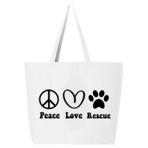 Animal Rescue Gifts Men Women Kids Peace Love Adopt Dog Cat 25L Jumbo Tote