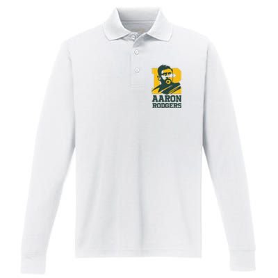 Aaron Rodgers Green Bay Performance Long Sleeve Polo