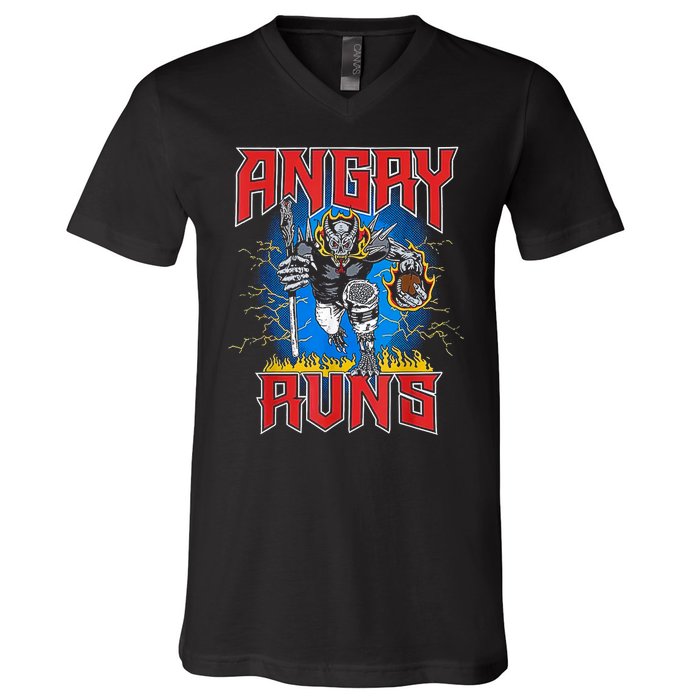 Angry Runs Good Morning V-Neck T-Shirt