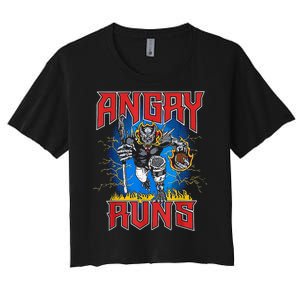 Angry Runs Good Morning Women's Crop Top Tee