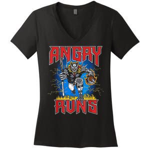 Angry Runs Good Morning Women's V-Neck T-Shirt