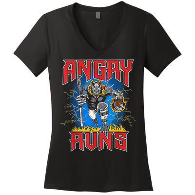 Angry Runs Good Morning Women's V-Neck T-Shirt