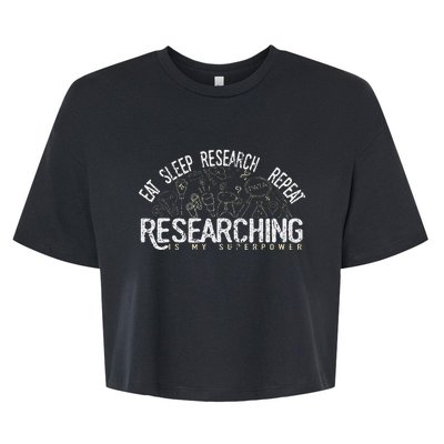 Academics Researcher Gift Eat Sleep Research Repeat Bella+Canvas Jersey Crop Tee