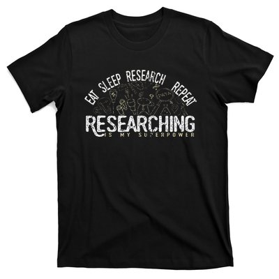 Academics Researcher Gift Eat Sleep Research Repeat T-Shirt