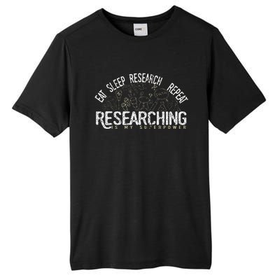 Academics Researcher Gift Eat Sleep Research Repeat Tall Fusion ChromaSoft Performance T-Shirt