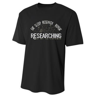 Academics Researcher Gift Eat Sleep Research Repeat Performance Sprint T-Shirt