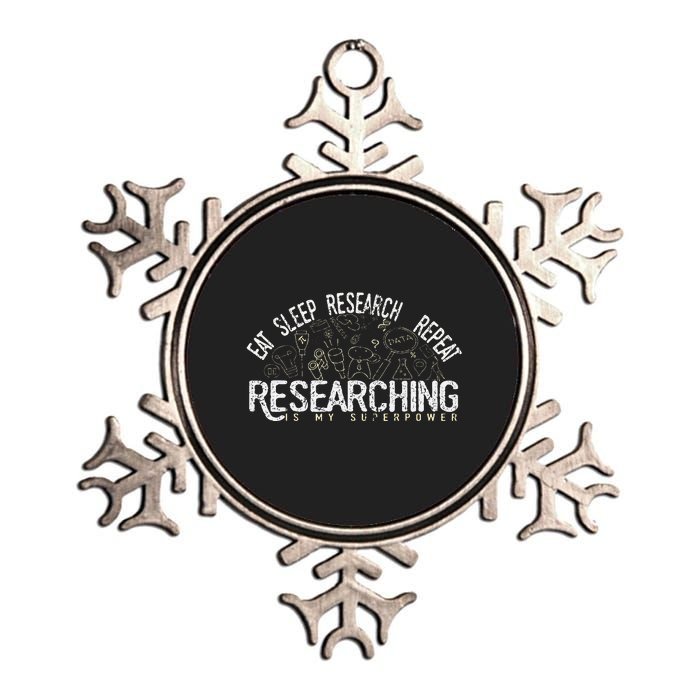 Academics Researcher Gift Eat Sleep Research Repeat Metallic Star Ornament