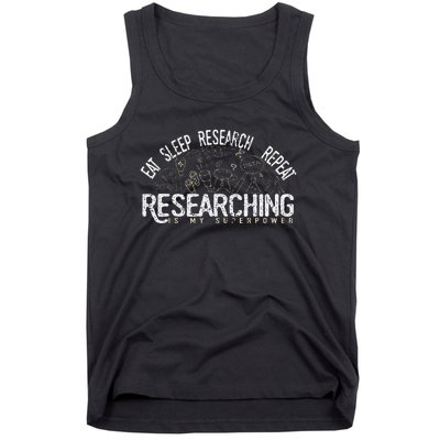 Academics Researcher Gift Eat Sleep Research Repeat Tank Top