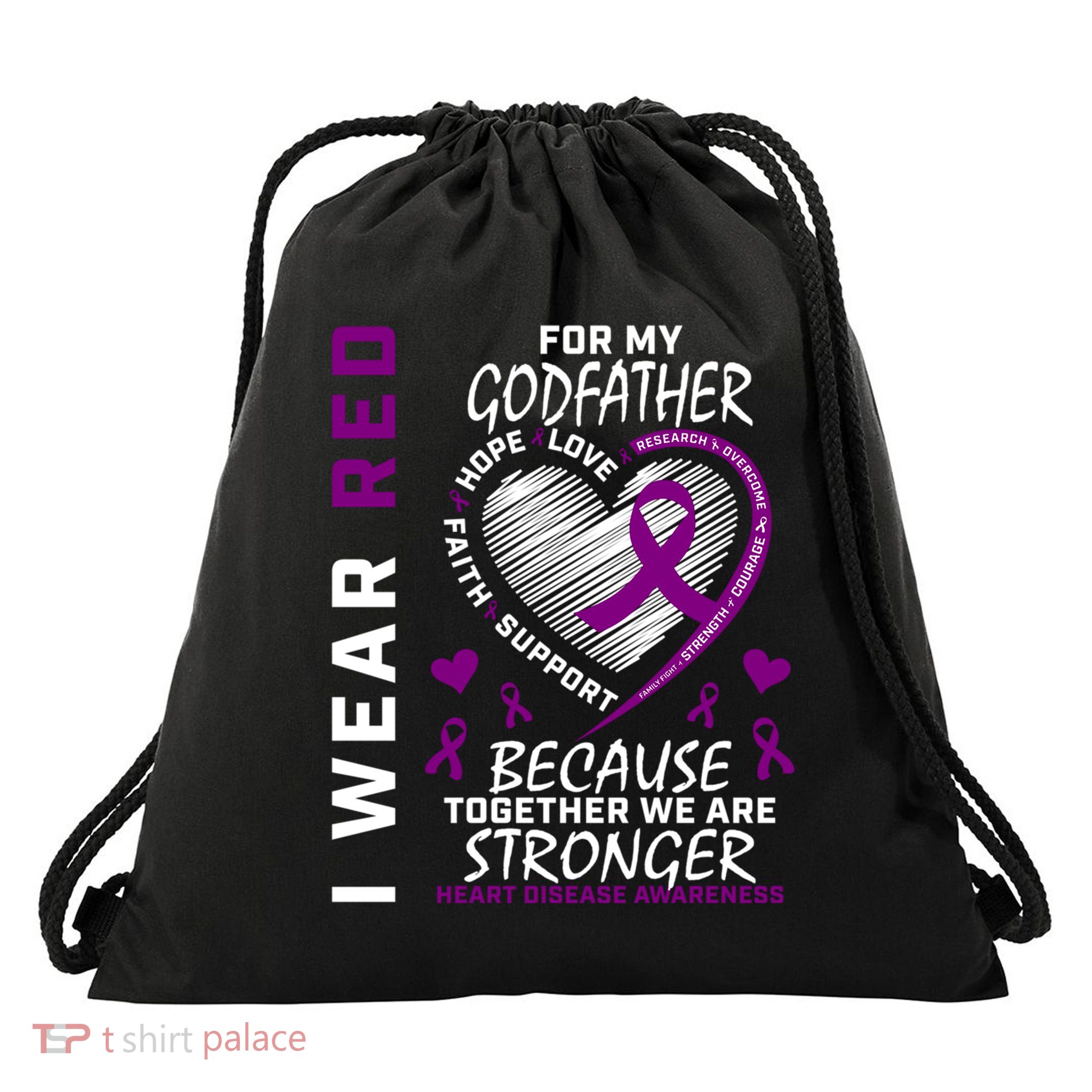Awareness Ribbons Godfather Heart Disease Gifts Drawstring Bag