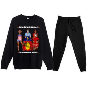 American Raised Guadeloupe Vibes Born In South America Dna Gift Premium Crewneck Sweatsuit Set