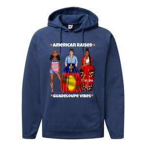 American Raised Guadeloupe Vibes Born In South America Dna Gift Performance Fleece Hoodie