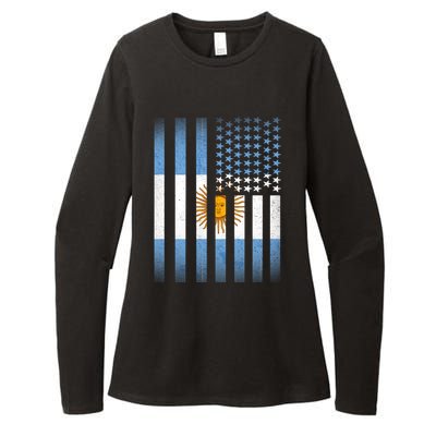 Argentina American Flag Womens CVC Long Sleeve Shirt