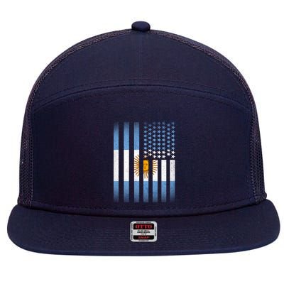 Argentina American Flag 7 Panel Mesh Trucker Snapback Hat