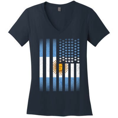 Argentina American Flag Women's V-Neck T-Shirt