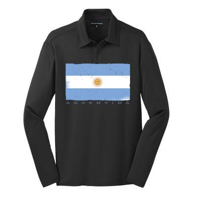 Argentina Flag Silk Touch Performance Long Sleeve Polo