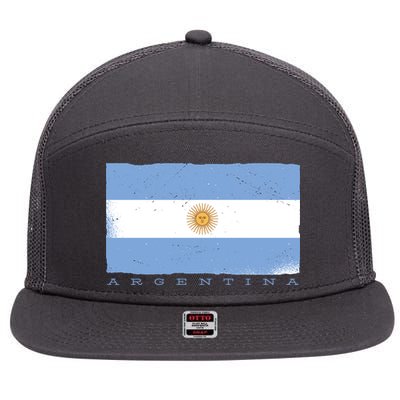 Argentina Flag 7 Panel Mesh Trucker Snapback Hat