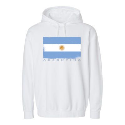 Argentina Flag Garment-Dyed Fleece Hoodie