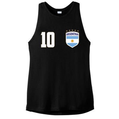 Argentina Flag Shield Logo Soccer World Cup Ladies PosiCharge Tri-Blend Wicking Tank