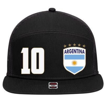 Argentina Flag Shield Logo Soccer World Cup 7 Panel Mesh Trucker Snapback Hat