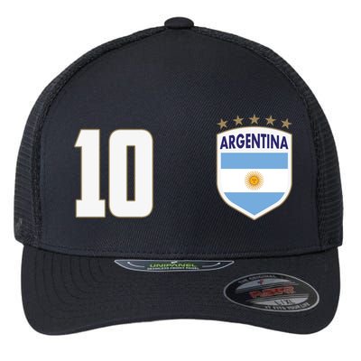 Argentina Flag Shield Logo Soccer World Cup Flexfit Unipanel Trucker Cap