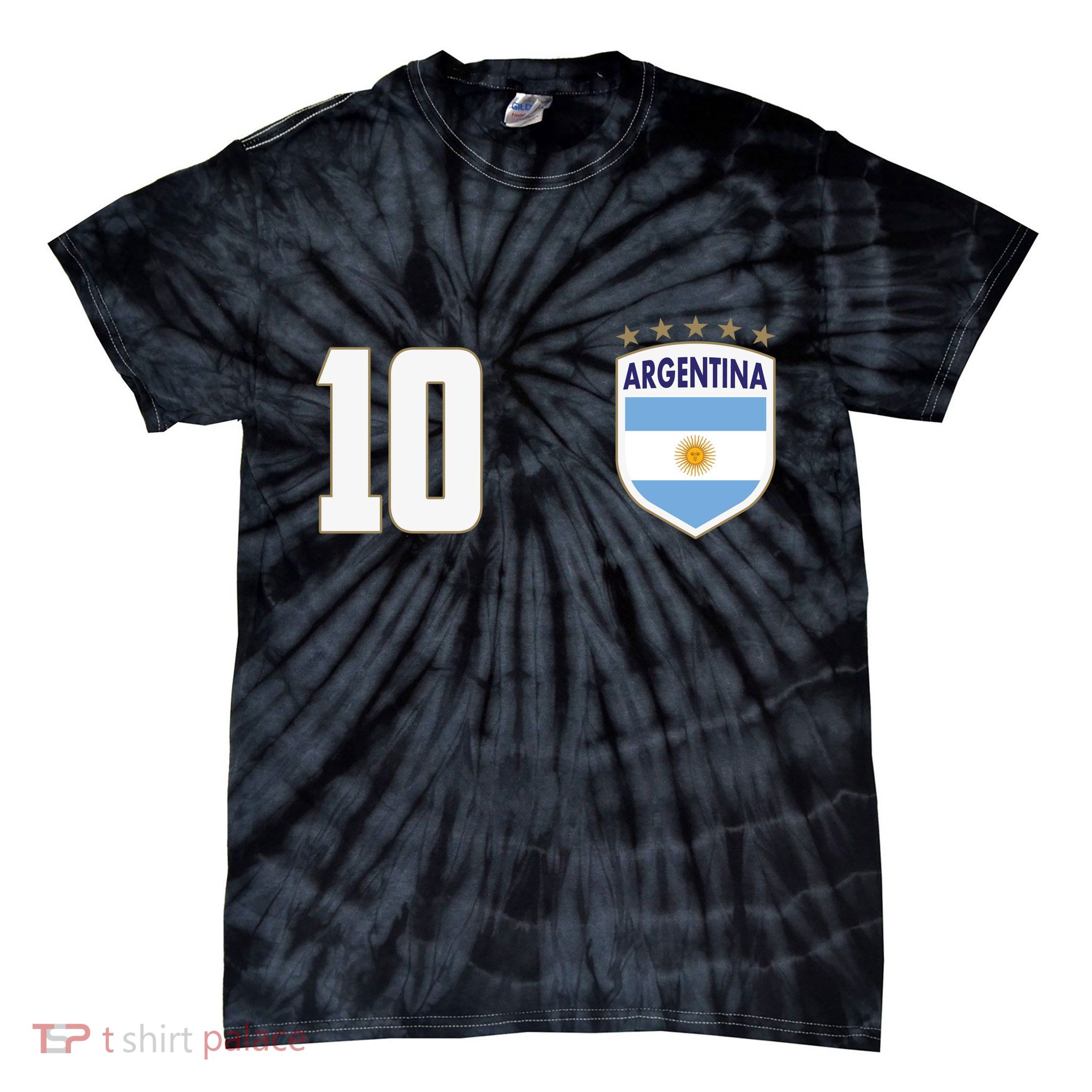 Argentina Flag Shield Logo Soccer World Cup Tie-Dye T-Shirt