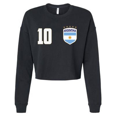 Argentina Flag Shield Logo Soccer World Cup Cropped Pullover Crew