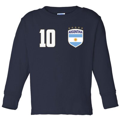 Argentina Flag Shield Logo Soccer World Cup Toddler Long Sleeve Shirt