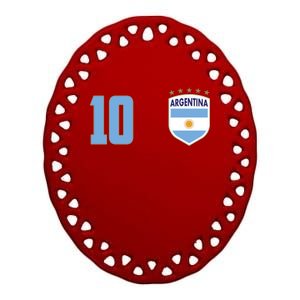 Argentina Flag Shield Logo Soccer World Cup Ceramic Oval Ornament