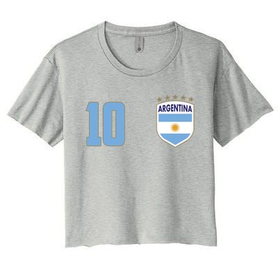 Argentina Flag Shield Logo Soccer World Cup Women's Crop Top Tee