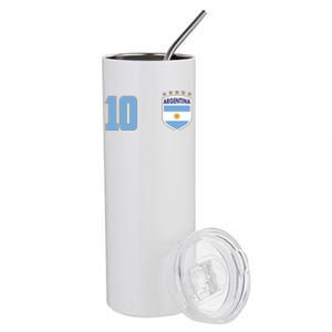 Argentina Flag Shield Logo Soccer World Cup Stainless Steel Tumbler