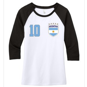 Argentina Flag Shield Logo Soccer World Cup Women's Tri-Blend 3/4-Sleeve Raglan Shirt