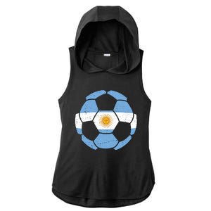 Argentina Flag Soccer Team Ball Futball Ladies PosiCharge Tri-Blend Wicking Draft Hoodie Tank