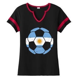 Argentina Flag Soccer Team Ball Futball Ladies Halftime Notch Neck Tee