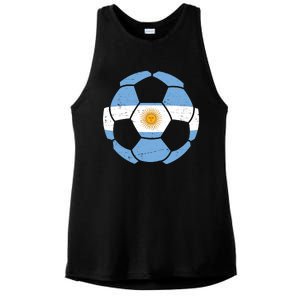 Argentina Flag Soccer Team Ball Futball Ladies PosiCharge Tri-Blend Wicking Tank