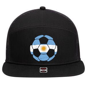 Argentina Flag Soccer Team Ball Futball 7 Panel Mesh Trucker Snapback Hat