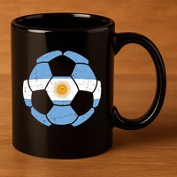 Argentina Flag Soccer Team Ball Futball 11oz C Handle Ceramic Mug
