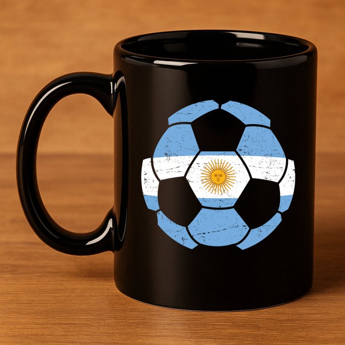 Argentina Flag Soccer Team Ball Futball 11oz C Handle Ceramic Mug