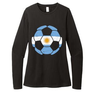 Argentina Flag Soccer Team Ball Futball Womens CVC Long Sleeve Shirt