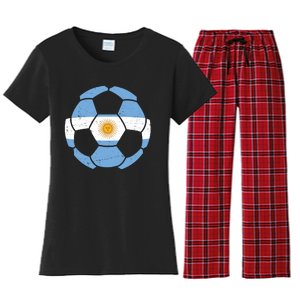 Argentina Flag Soccer Team Ball Futball Women's Flannel Pajama Set